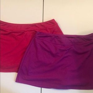 Purple and pink tennis skirts